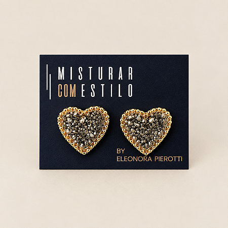 Brinco Coração Pirita - Dourado - Afeto