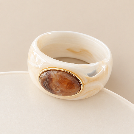 Bracelete Petra de Resina - Marfim com Âmbar