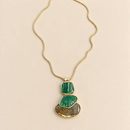 Colar Pedras Resina Max - Verde - Andes