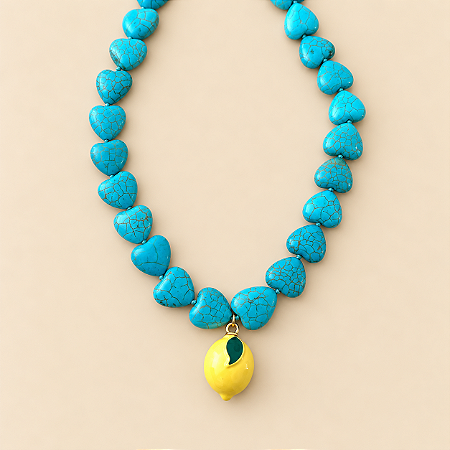 Colar Coração com Limão-Siciliano - Boho