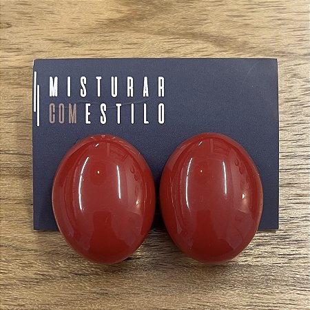Brinco Oval - Vermelho