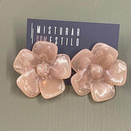 BRINCO FLOR DE RESINA Aberta Semitransparente - Rose