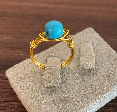 Anel Fio com Bola Turquesa