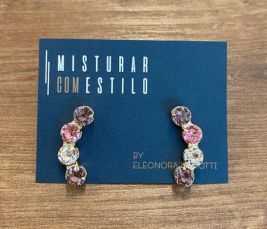 Brinco Ear Cuff em tons Lavanda e Zircônias
