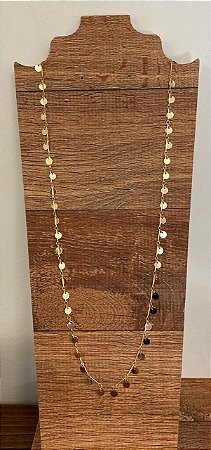 Colar Confete Dourado Longo - 60 cm