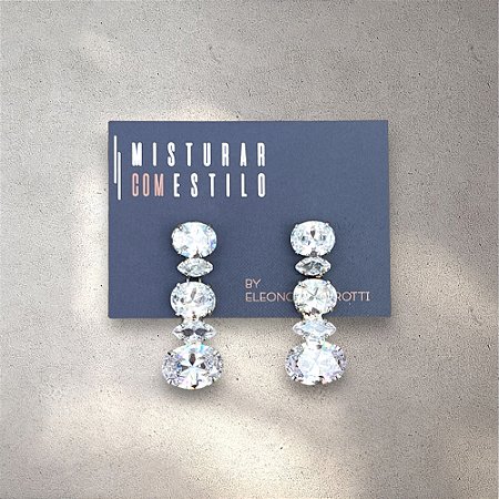 Brinco Eleonora Cristal - Ródio