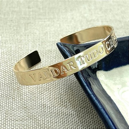 Bracelete - Vai Dar Tudo Certo - Dourado Liso