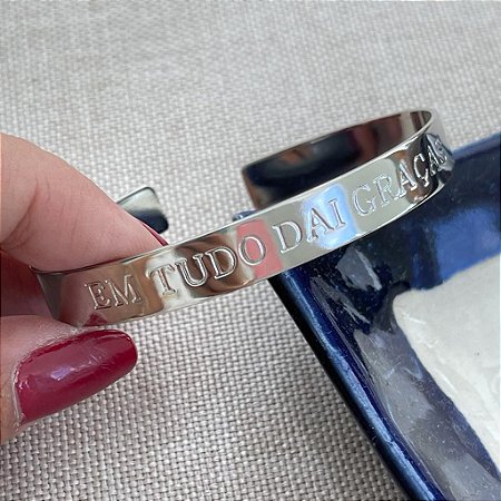 Bracelete - Em Tudo Dai Graças - Ródio Liso