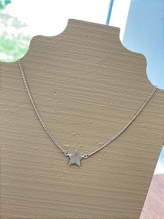 Colar Choker Star - Ródio