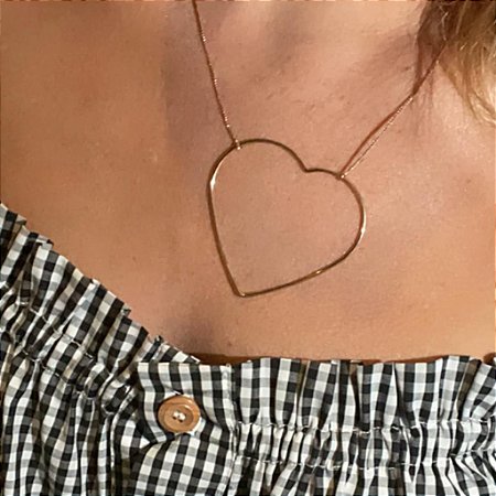 Colar Coração Solto - Dourado