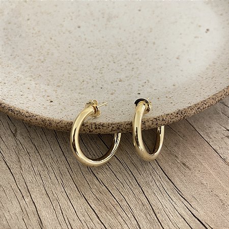 Argola Lisa Fina - Dourada - M