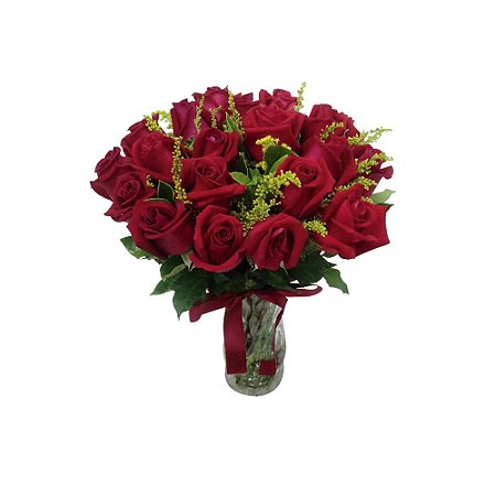 20 rosas vermelhas no vaso