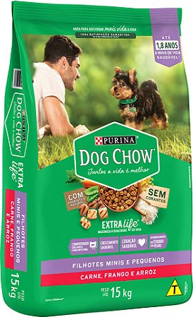 Ração Dog Chow Cães Filhotes Minis e Pequenos Carne, Frango e Arroz 15 kg