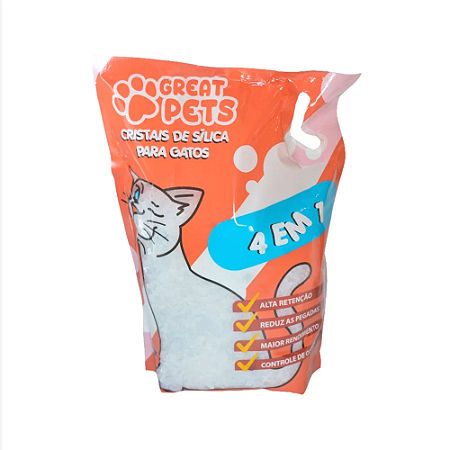 Areia Great Pets Cristais De Silica Para Gatos Grossa 1,6kg