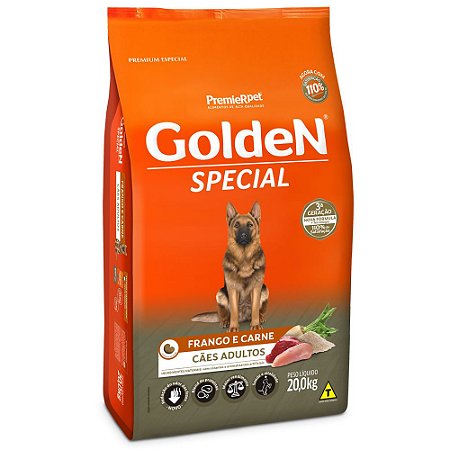 Ração Golden Special para Cães Adultos Frango e Carne - 20kg