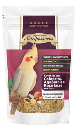 Nutripássaros Farinhada Calopsita e Agaporne 500g Alimento Complementar para Aves