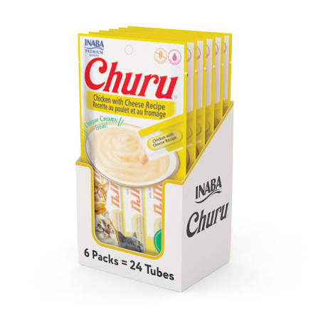 Churu Frango com Queijo para Gatos Caixa com 24 Tubos de 14g (6 Sachês)