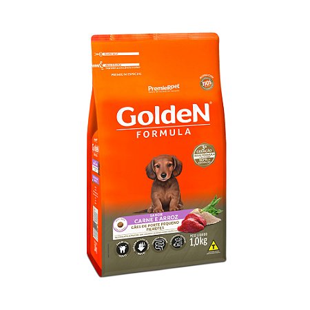 Ração Golden Fórmula Mini Bits Filhotes Carne e Arroz 10,1kg para Cães de Raças Pequenas