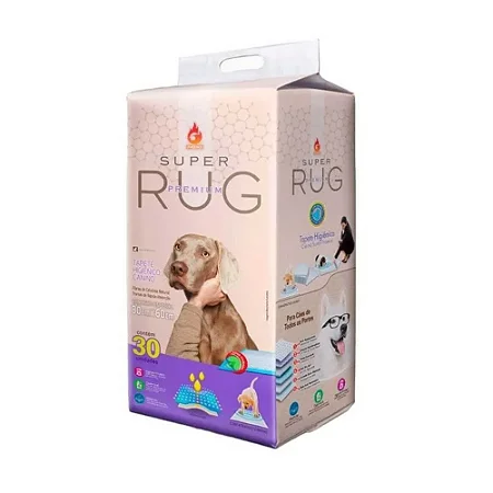 Tapete Higiênico Super Rug Premium 80x60cm com 30 Unidades para Cães
