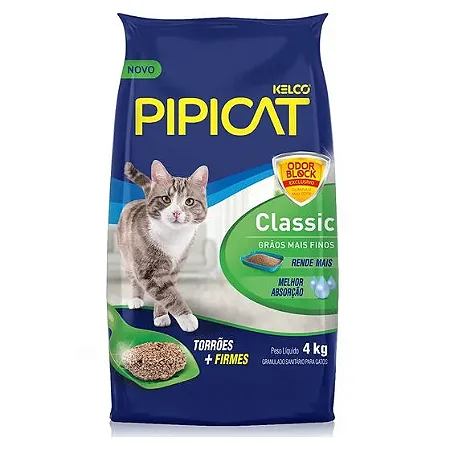 Pipicat Classic 4kg – Areia Higiênica para Gatos com Controle de Odores