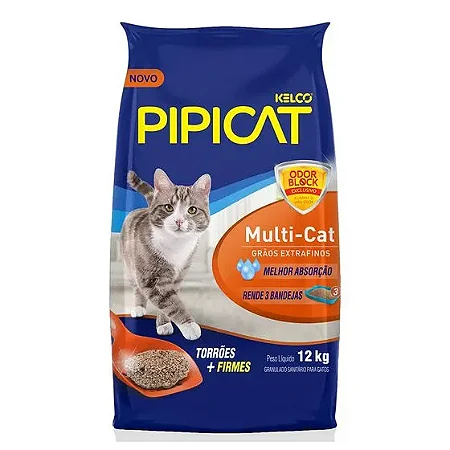 Pipicat MultiCat 12kg – Areia Higiênica para Gatos