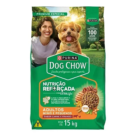 Ração Dog Chow ExtraLife Adultos Mini e Pequenos Carne e Frango 15kg