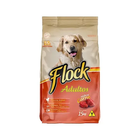 Flock Adultos Carne 15kg – Ração para Cães