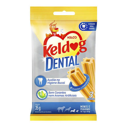 Keldog Higiene Bucal para Cães Minis e Pequenos 35g Petisco Dental