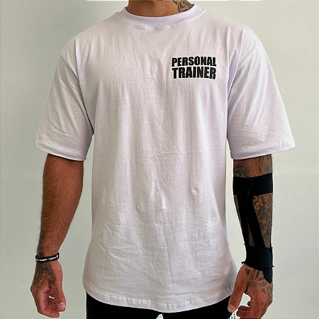 Camiseta Oversized Personal Trainer 100% Algodão Branca