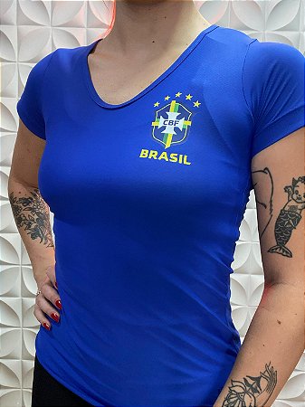 Babylook Brasil Poliamida Azul