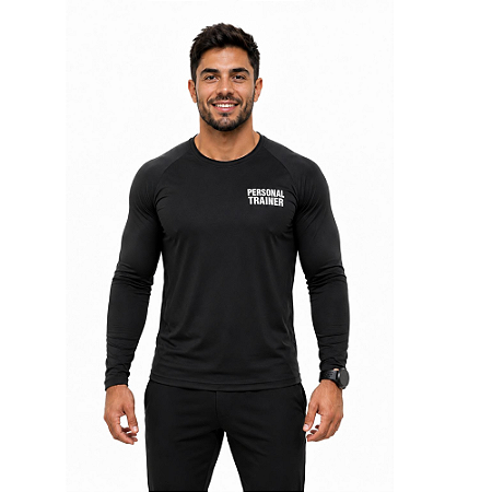 Camiseta de Manga Longa Masculina Poliamida Personal Trainer