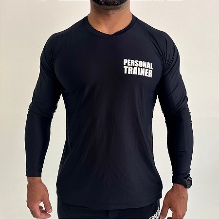 Camiseta de Manga Longa Masculina Poliamida Personal Trainer