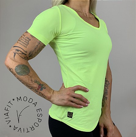Baby Look Poliamida Amarelo Neon