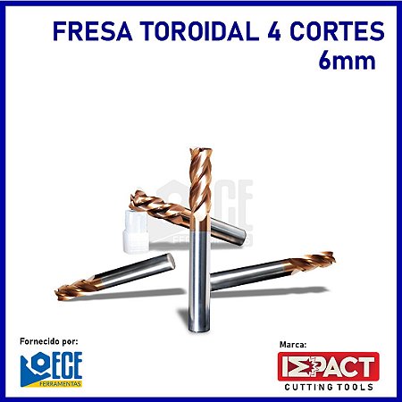 Fresa Toroidal Metal Duro 55HRC 4C R1.0 6mmx15x50 H6