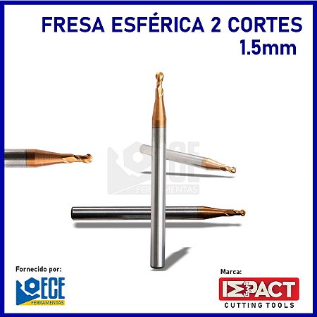 Fresa Esférica Metal Duro 55HRC 2C 1.5mmx3x50 H4