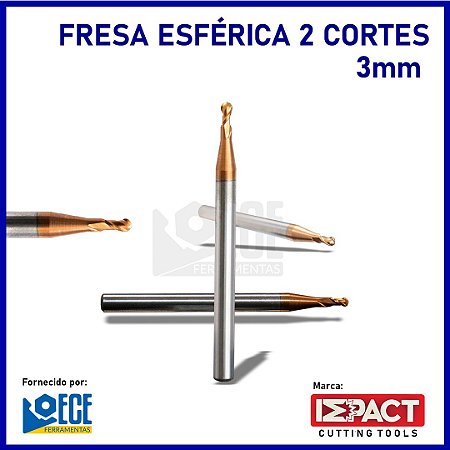 Fresa Esférica Metal Duro 55HRC 2C 3mmx6x50 H4