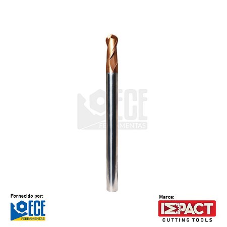 Fresa Esférica Metal Duro 55HRC 2C 3mmx8x75 H3