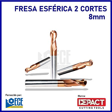Fresa Esférica Metal Duro 55HRC 2C 8mmx20x60 H8
