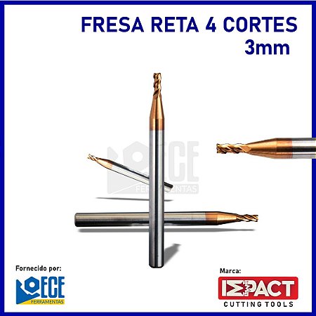 Fresa Reta Metal Duro 55HRC 4C 3mmx8x50 H4