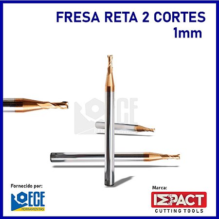 Fresa Reta Metal Duro 55HRC 2C 1mmx3x50 H4