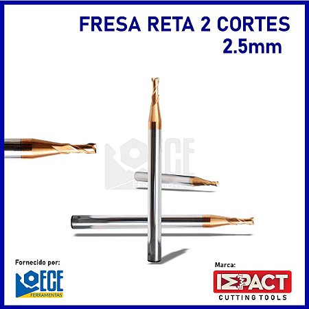 Fresa Reta Metal Duro 55HRC 2C 2.5mmx8x50 H4