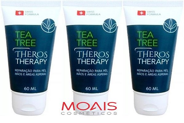 3 Creme Tea Tree Theros Therapy para mãos Unhas Pés Áreas Áspera - 60ml