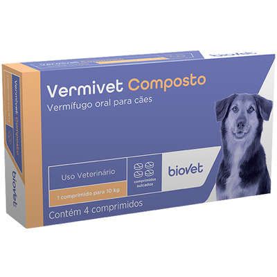 Vermivet Composto Vermífugo Oral Para Cães 4 Comprimidos