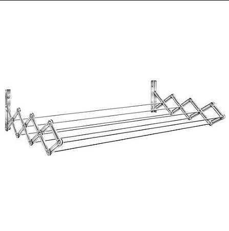 Secalux Varal Sanfonado De Parede Em Aço Carbono Branco 120cm