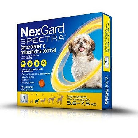 Nexgard Spectra Cães Tablete Mastigável 3,6 a 7,5Kg