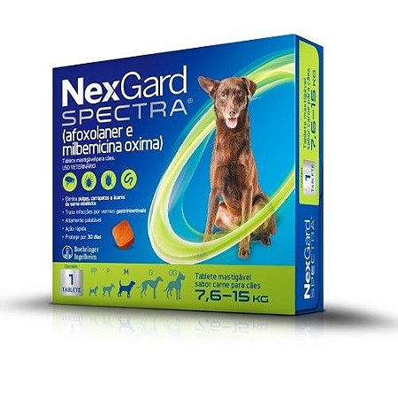 Nexgard Spectra Cães Tablete Mastigável 7,6 a 15Kg