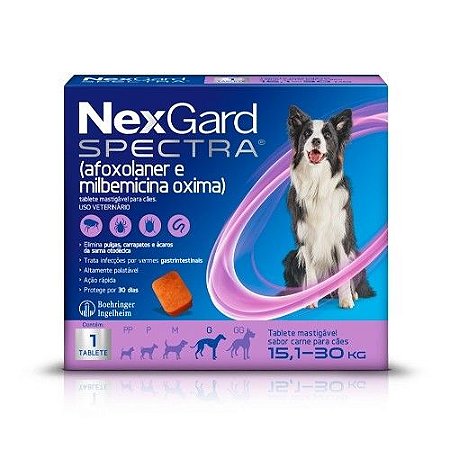 Nexgard Spectra Cães Tablete Mastigável 15,1 a 30KG