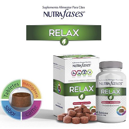 Nutrafases Relax Suplemento Alimentar Para Cães 60 Tabletes 168G