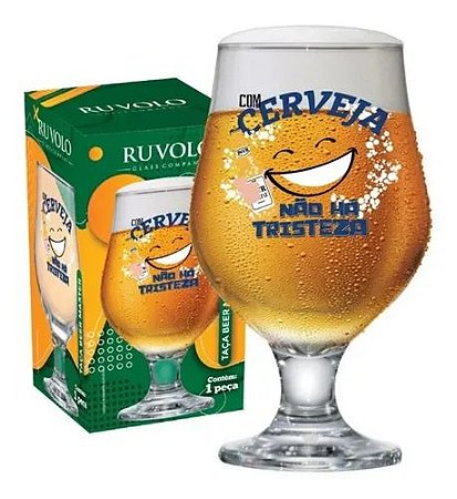 Ruvolo Taça De Vidro Beer Master Com Cerveja Nao Ha Tristeza 380ml