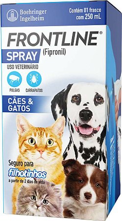 Frontline Spray 250 mL para Cães e Gatos - Antipulgas e Carrapatos